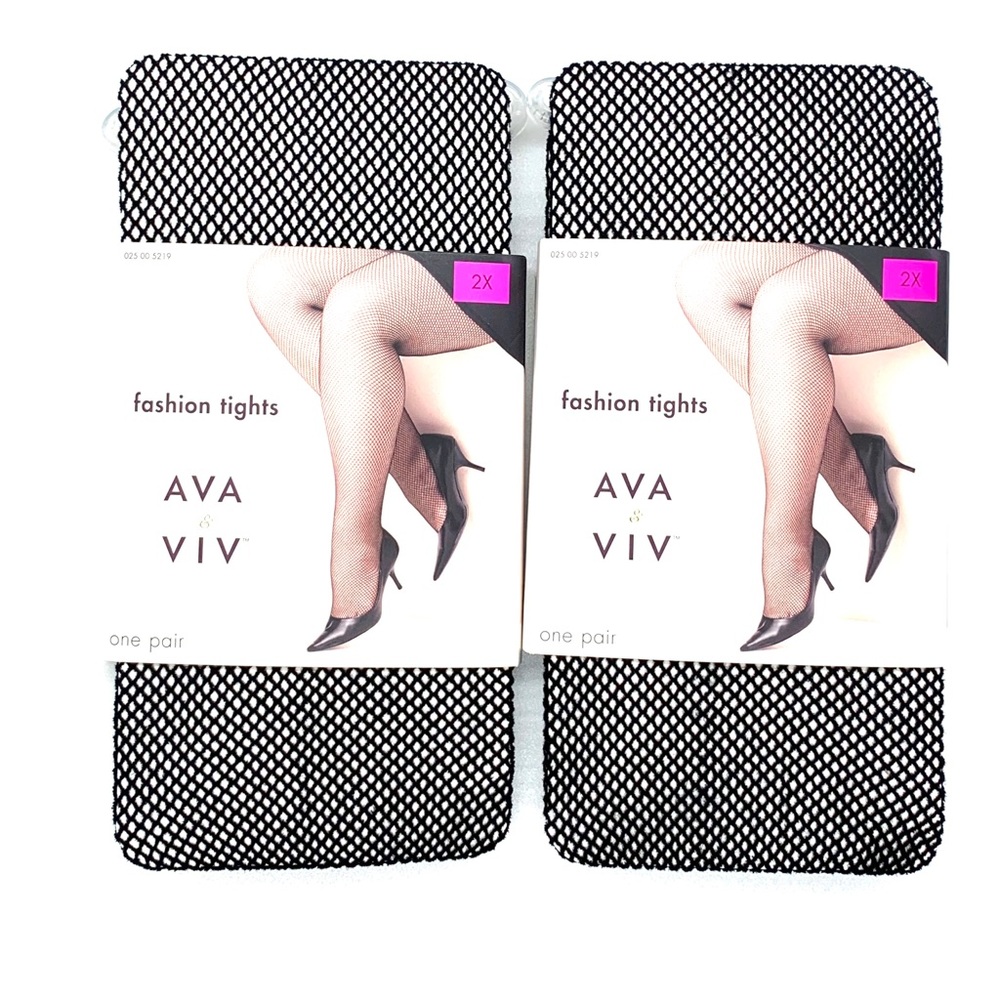 Ava & Viv Black Mesh  Tights Size 2XL (2 Pairs)
